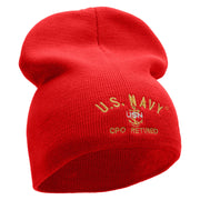 Licensed US Navy CPO Retired Embroidered Short Beanie Made in USA