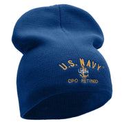 Licensed US Navy CPO Retired Embroidered Short Beanie Made in USA