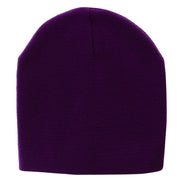 8 Inch Solid Knit Short Beanie Made in USA