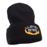 US Air Force Retired Emblem Embroidered Long Beanie