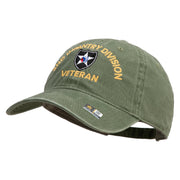 U.S. Army 2nd Infantry Division Embroidered Washed Solid Pigment Dyed Cotton Twill Brass Buckle Cap - Olive OSFM