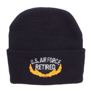 US Air Force Retired Emblem Embroidered Long Beanie