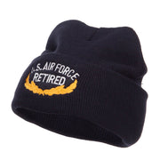 US Air Force Retired Emblem Embroidered Long Beanie