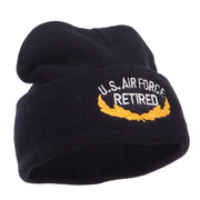 US Air Force Retired Emblem Embroidered Long Beanie