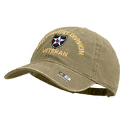 U.S. Army 2nd Infantry Division Embroidered Washed Solid Pigment Dyed Cotton Twill Brass Buckle Cap - Khaki OSFM