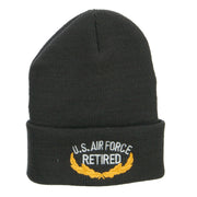 US Air Force Retired Emblem Embroidered Long Beanie