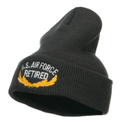 US Air Force Retired Emblem Embroidered Long Beanie