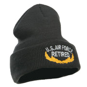 US Air Force Retired Emblem Embroidered Long Beanie