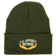 US Air Force Retired Emblem Embroidered Long Beanie