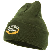 US Air Force Retired Emblem Embroidered Long Beanie