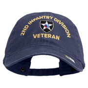 U.S. Army 2nd Infantry Division Embroidered Washed Solid Pigment Dyed Cotton Twill Brass Buckle Cap - Navy OSFM