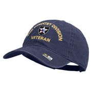 U.S. Army 2nd Infantry Division Embroidered Washed Solid Pigment Dyed Cotton Twill Brass Buckle Cap - Navy OSFM