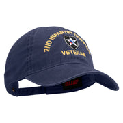 U.S. Army 2nd Infantry Division Embroidered Washed Solid Pigment Dyed Cotton Twill Brass Buckle Cap - Navy OSFM