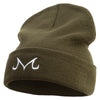 Artistic M Icon Embroidered 12 Inch Long Knitted Beanie - Olive OSFM