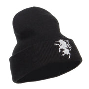 Unicorn Emblem Embroidered Long Beanie