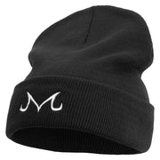 Artistic M Icon Embroidered 12 Inch Long Knitted Beanie - Black OSFM