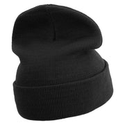 Artistic M Icon Embroidered 12 Inch Long Knitted Beanie - Black OSFM