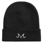 Artistic M Icon Embroidered 12 Inch Long Knitted Beanie - Black OSFM