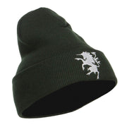 Unicorn Emblem Embroidered Long Beanie