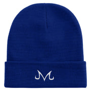 Artistic M Icon Embroidered 12 Inch Long Knitted Beanie - Royal OSFM