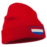 U.S. Map Embroidered Long Knit Beanie