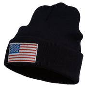 USA Flag Embroidered Long Knitted Beanie