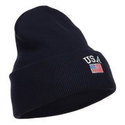 USA with Flag Embroidery Insulated Long Beanie