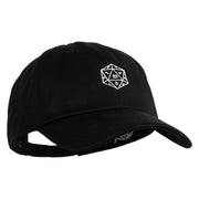 D20 Dice Embroidered Unstructured Cotton Twill Washed Cap - Black OSFM