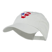 US Flag inside Heart Embroidered Cap