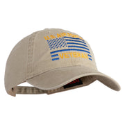 US Air Force Veteran Flag Embroidered Solid Cotton Twill Low Profile Strap Cap - Khaki OSFM