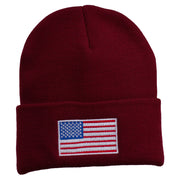 USA Flag Embroidered Long Knitted Beanie