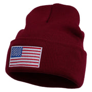 USA Flag Embroidered Long Knitted Beanie