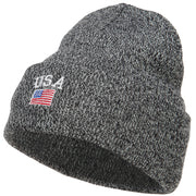 USA with Flag Embroidery Insulated Long Beanie