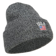 USA with Flag Embroidery Insulated Long Beanie