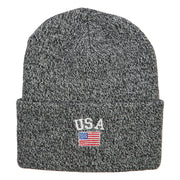 USA with Flag Embroidery Insulated Long Beanie