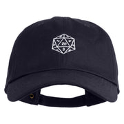 D20 Dice Embroidered Unstructured Cotton Twill Washed Cap - Navy OSFM