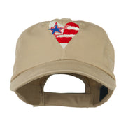 US Flag inside Heart Embroidered Cap