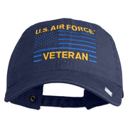 US Air Force Veteran Flag Embroidered Solid Cotton Twill Low Profile Strap Cap - Navy OSFM
