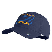 US Air Force Veteran Flag Embroidered Solid Cotton Twill Low Profile Strap Cap - Navy OSFM