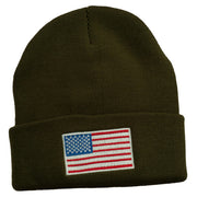 USA Flag Embroidered Long Knitted Beanie