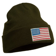 USA Flag Embroidered Long Knitted Beanie