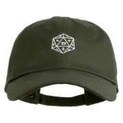 D20 Dice Embroidered Unstructured Cotton Twill Washed Cap - Olive OSFM