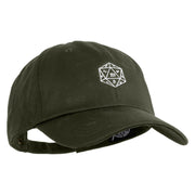 D20 Dice Embroidered Unstructured Cotton Twill Washed Cap - Olive OSFM