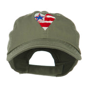 US Flag inside Heart Embroidered Cap