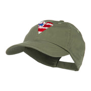 US Flag inside Heart Embroidered Cap