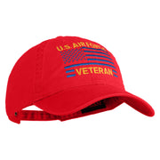 US Air Force Veteran Flag Embroidered Solid Cotton Twill Low Profile Strap Cap - Red OSFM
