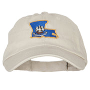 Louisiana State Flag Map Embroidered Low Profile Cotton Cap