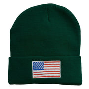 USA Flag Embroidered Long Knitted Beanie