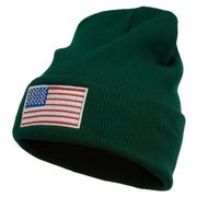 USA Flag Embroidered Long Knitted Beanie