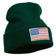 USA Flag Embroidered Long Knitted Beanie